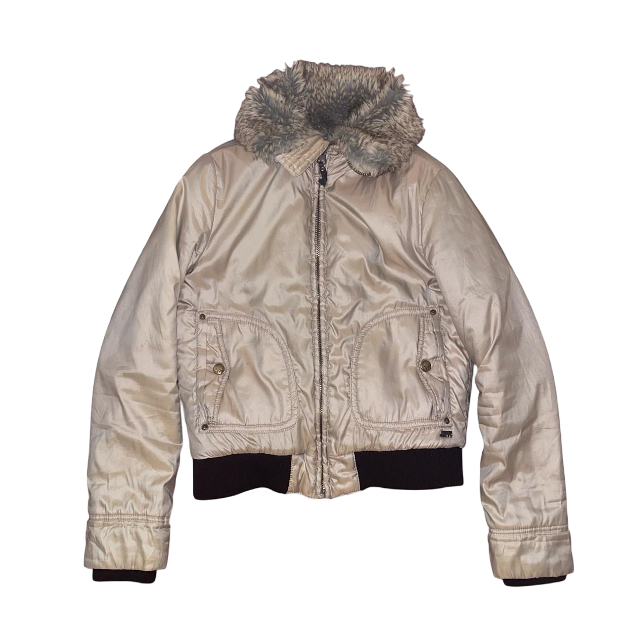 Miss Sixty tan faux fur puffer jacket