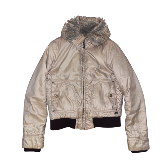 Miss Sixty tan faux fur puffer jacket