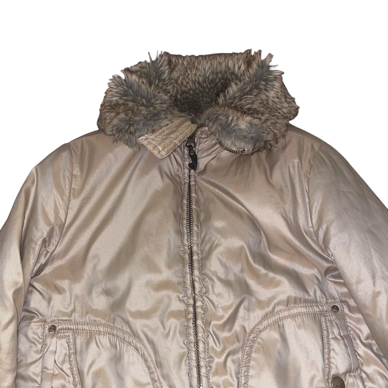Miss Sixty tan faux fur puffer jacket