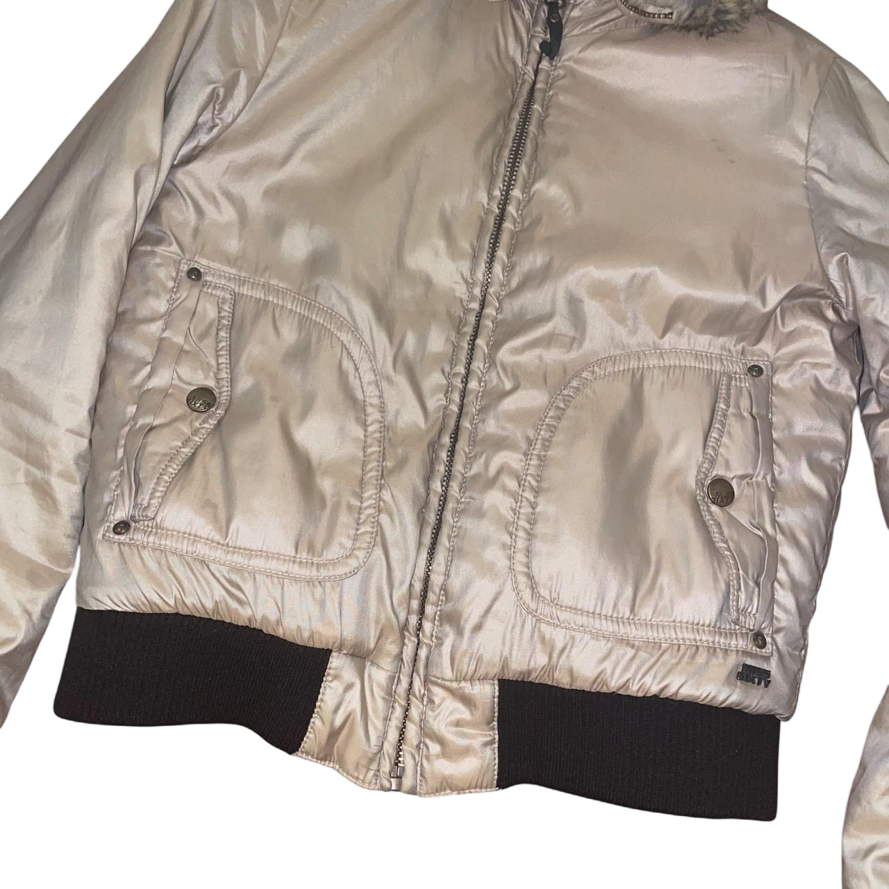 Miss Sixty tan faux fur puffer jacket