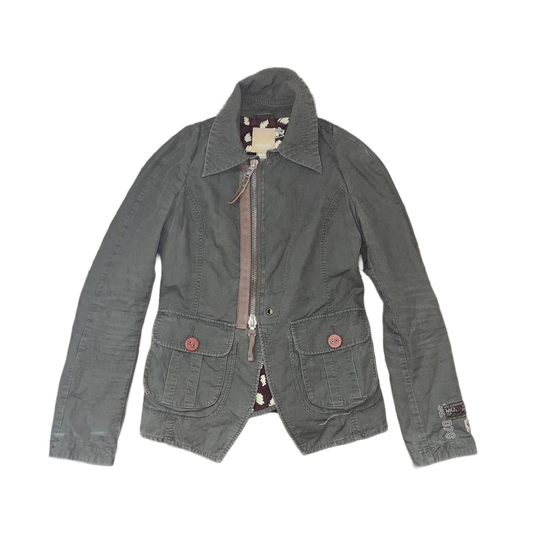 Diesel khaki green asymmetric zip up utility jacket