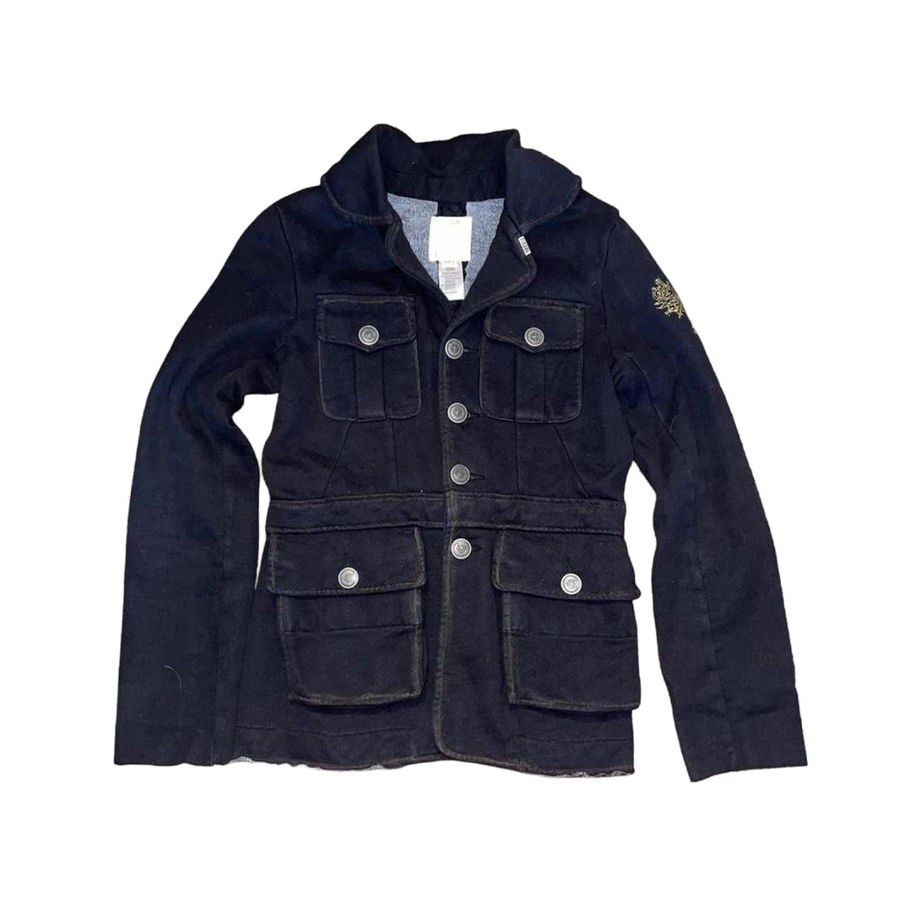 Diesel black utility button up jacket