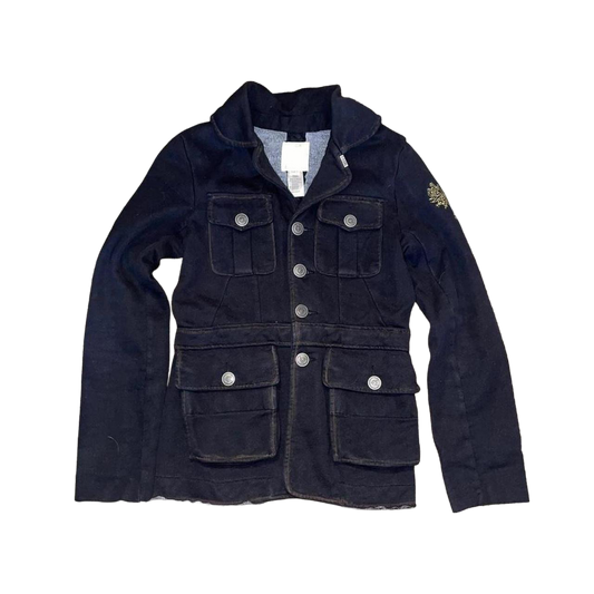 Diesel black utility button up jacket