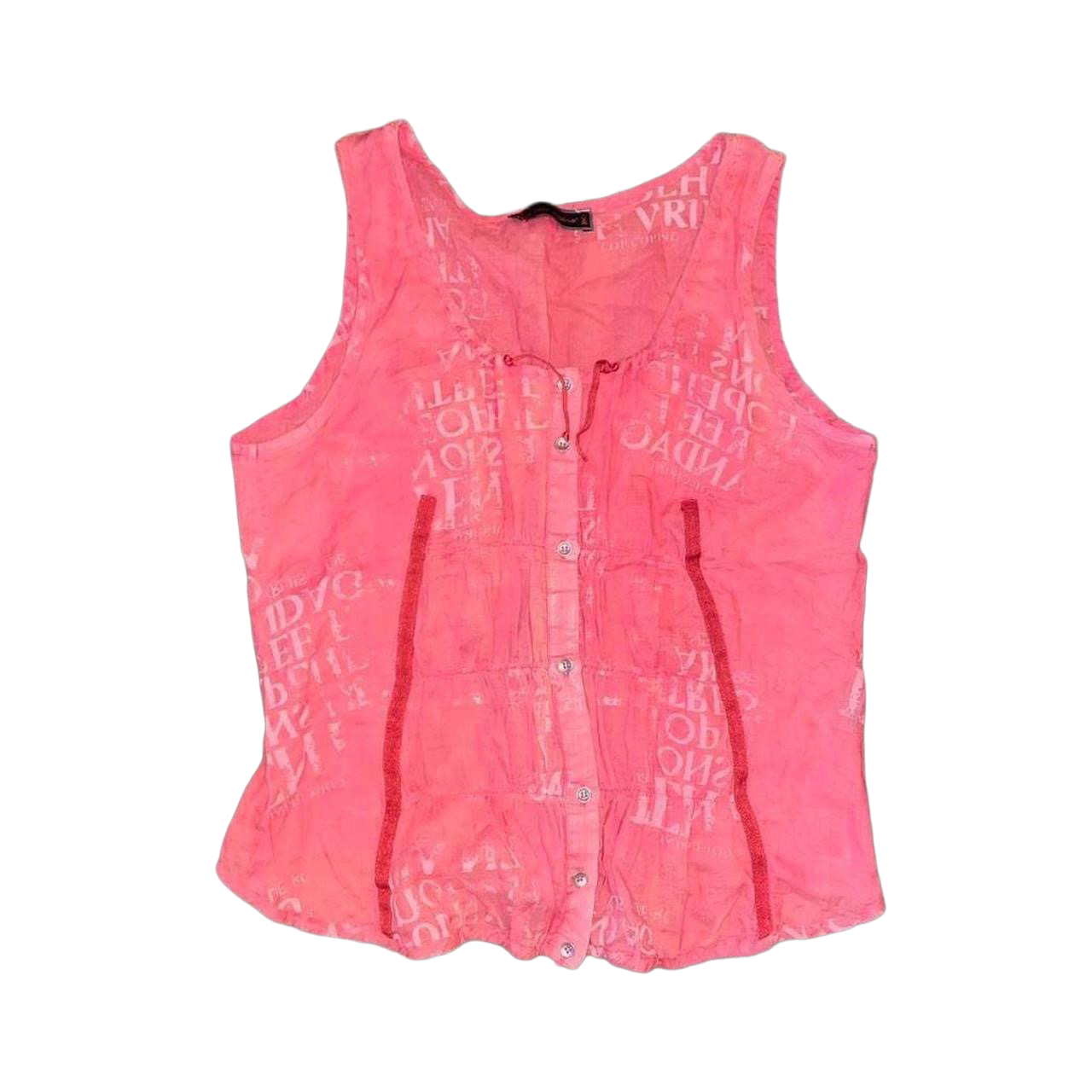 Cop. Copine sheer pink ruched graphic top
