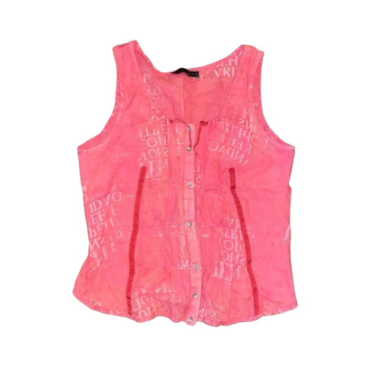 Cop. Copine sheer pink ruched graphic top