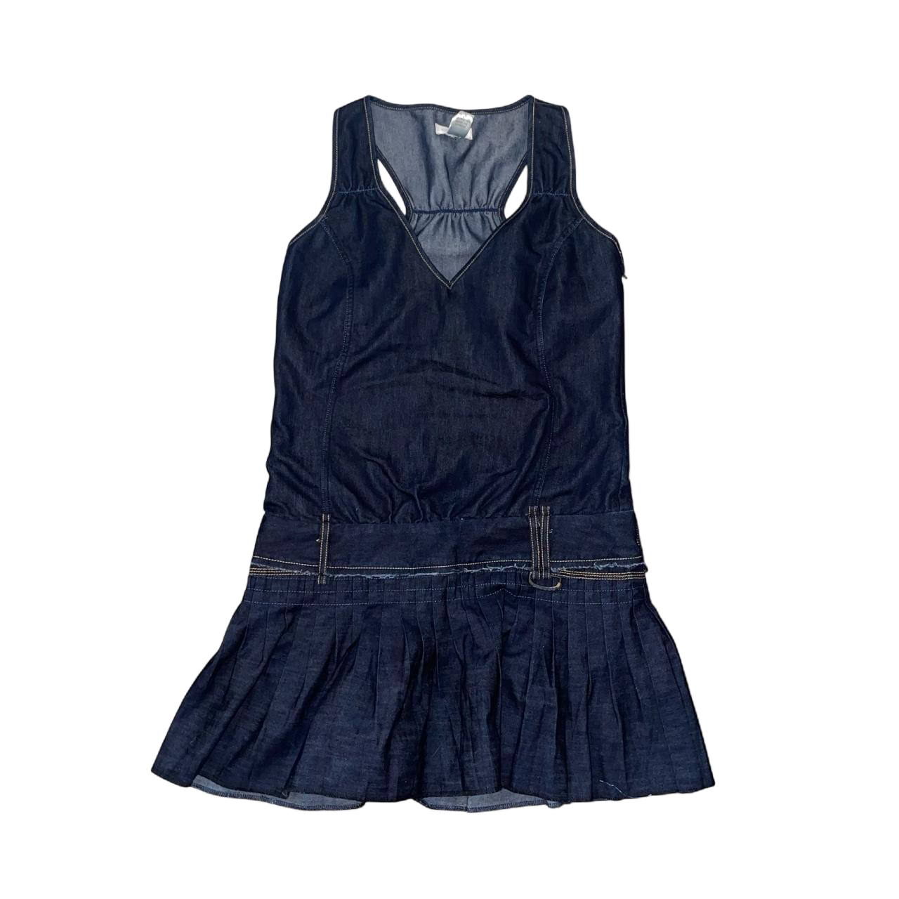 Diesel dark wash denim pleated mini dress