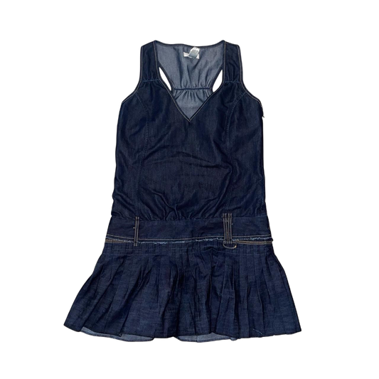 Diesel dark wash denim pleated mini dress