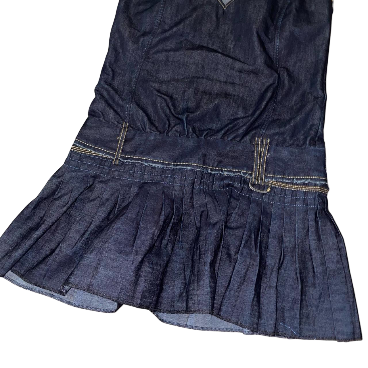 Diesel dark wash denim pleated mini dress