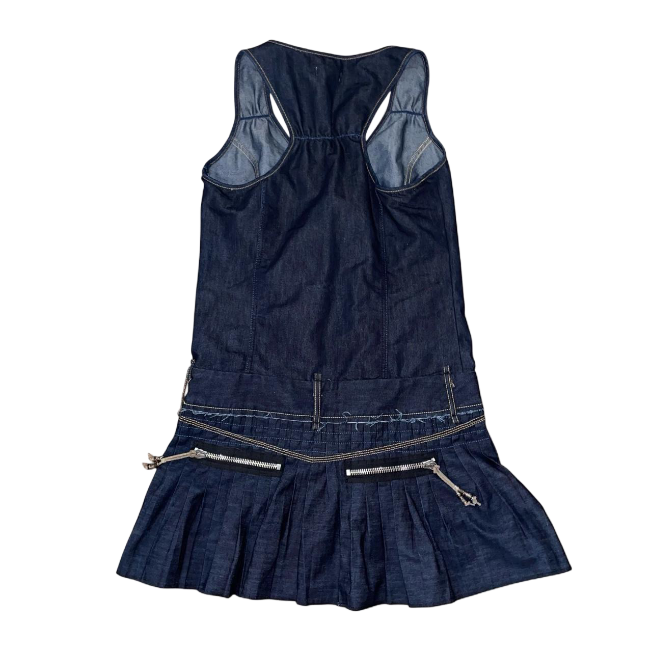 Diesel dark wash denim pleated mini dress