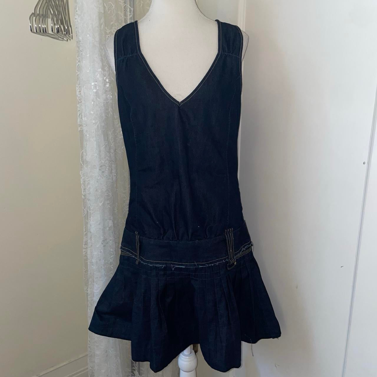 Diesel dark wash denim pleated mini dress
