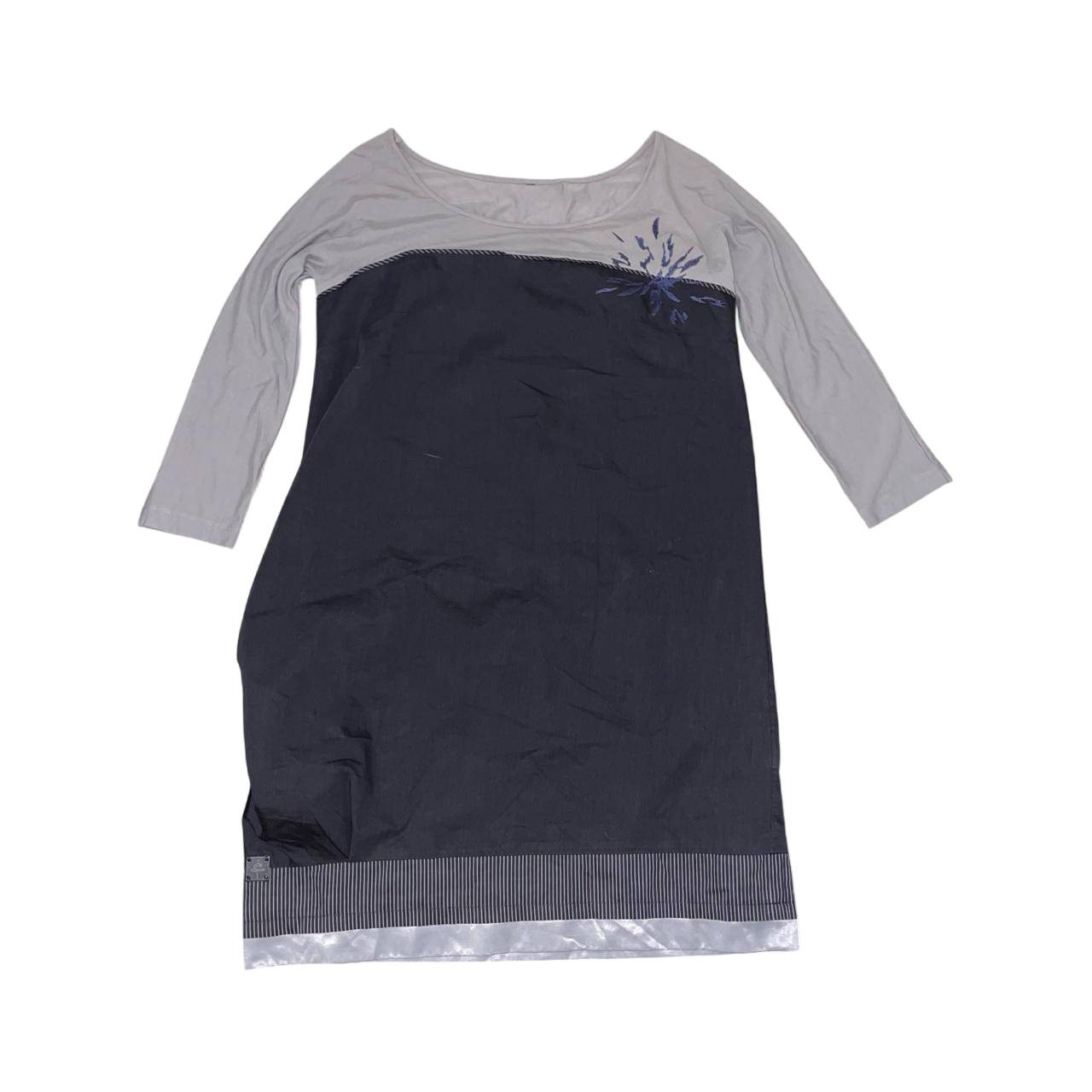Cop. Copine gray long sleeve gathered dress
