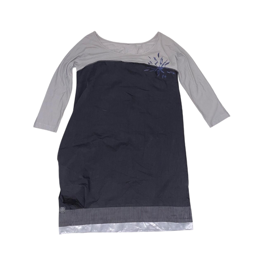 Cop. Copine gray long sleeve gathered dress