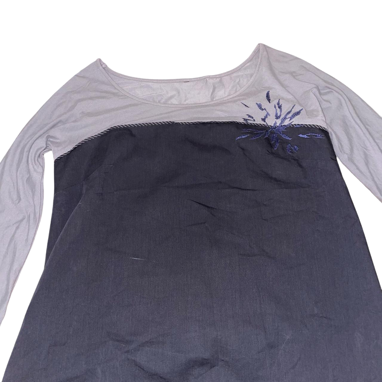 Cop. Copine gray long sleeve gathered dress