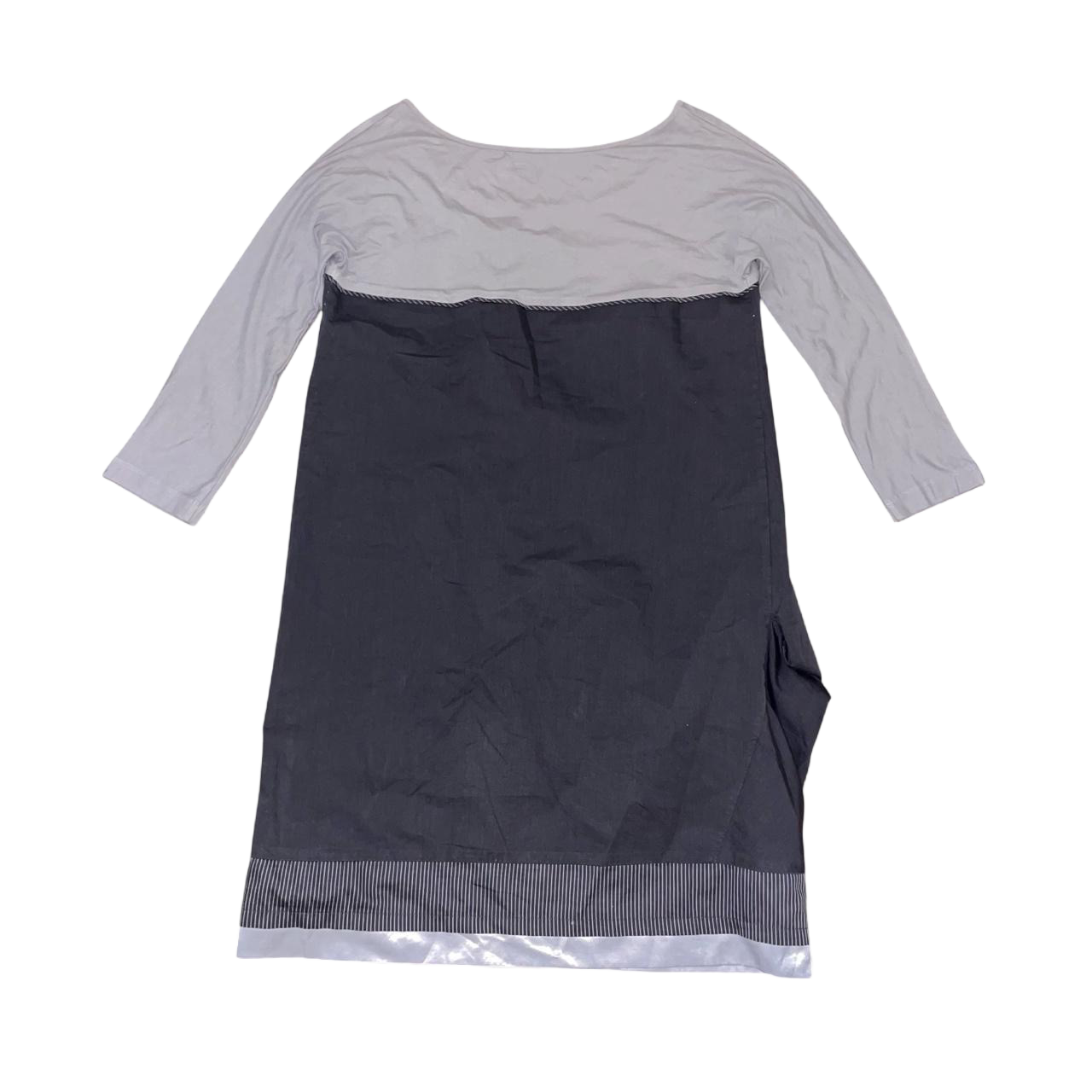 Cop. Copine gray long sleeve gathered dress