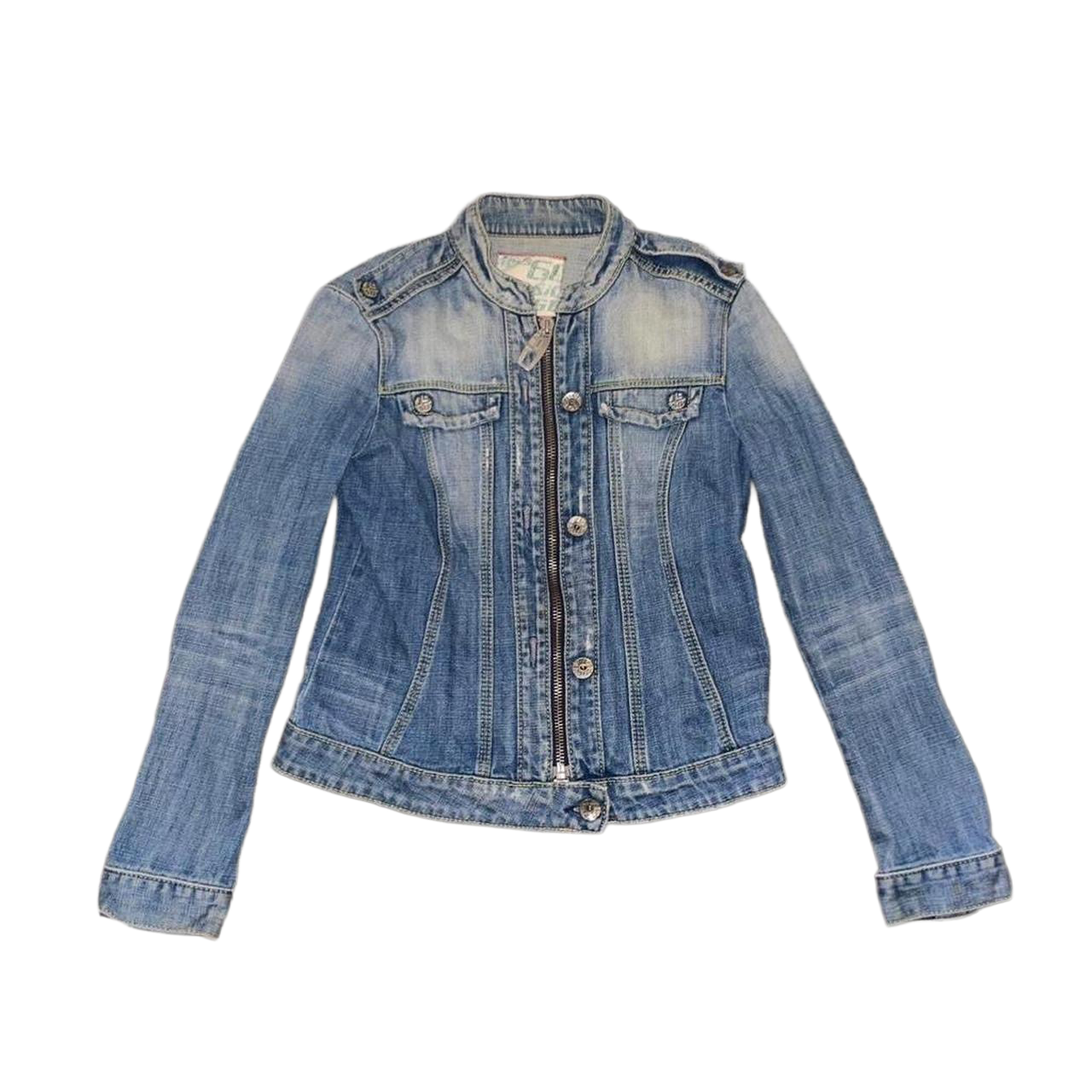 Miss Sixty light wash denim jacket with embroidery detail on back