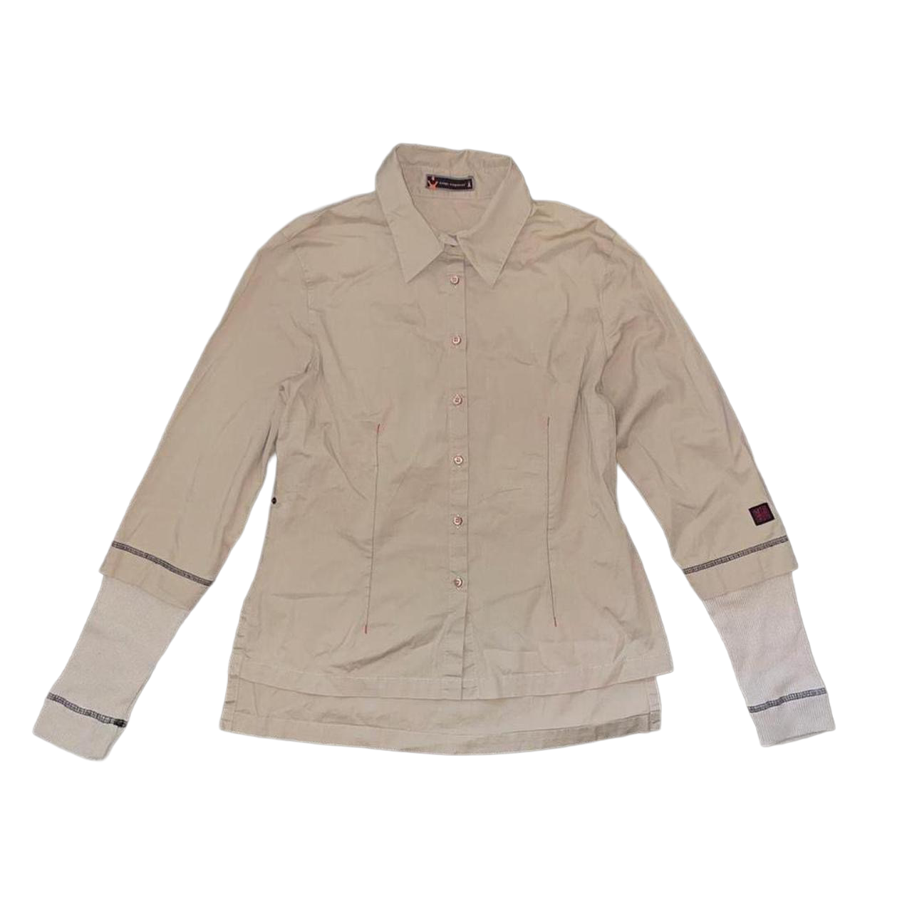 Cop. Copine tan button up fitted long sleeve
