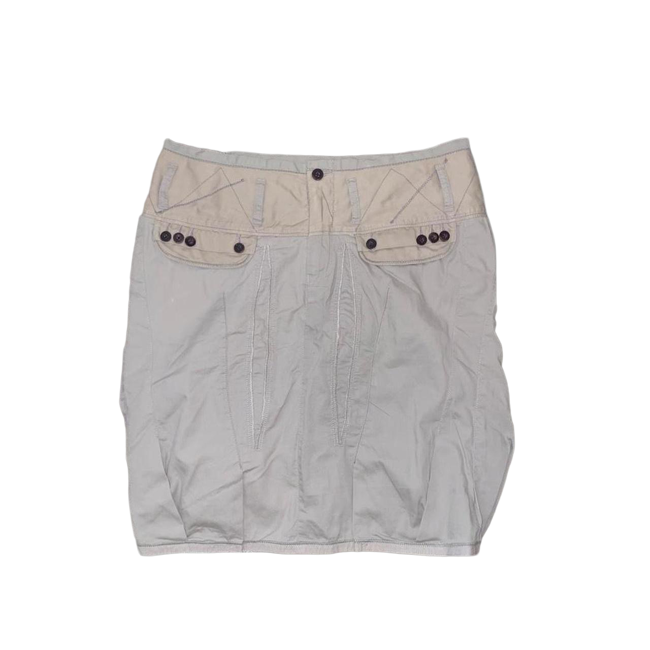 Marithe + Francois Girbaud light gray utility subversive midi skirt