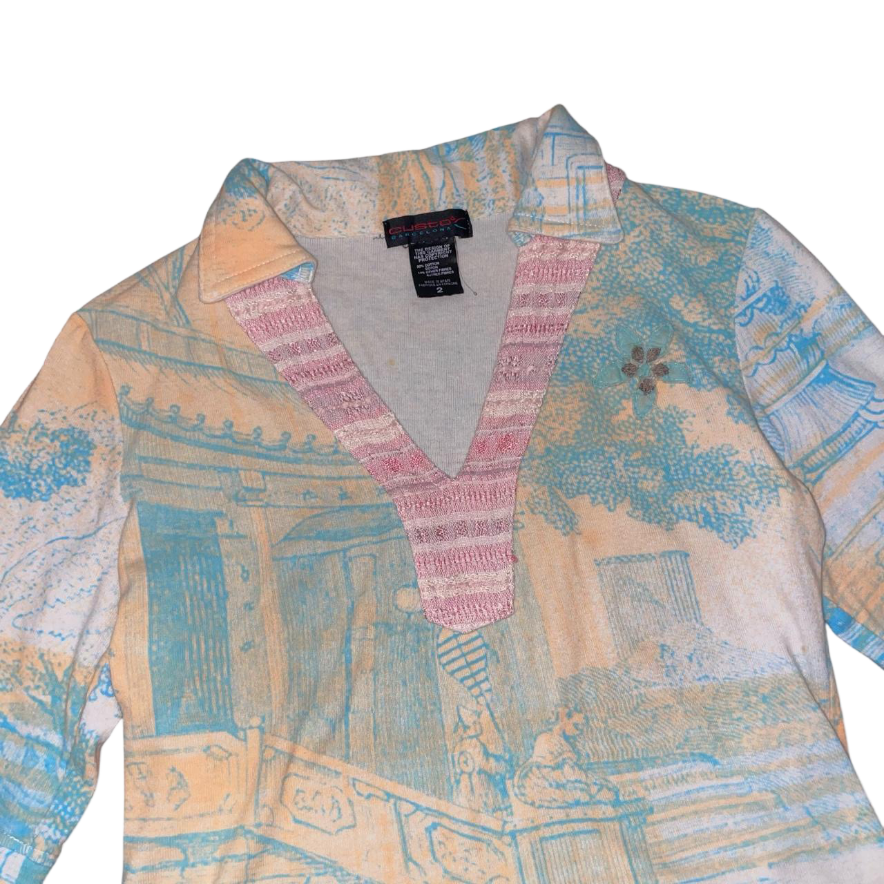 Custo Barcelona asian inspired graphic collared top
