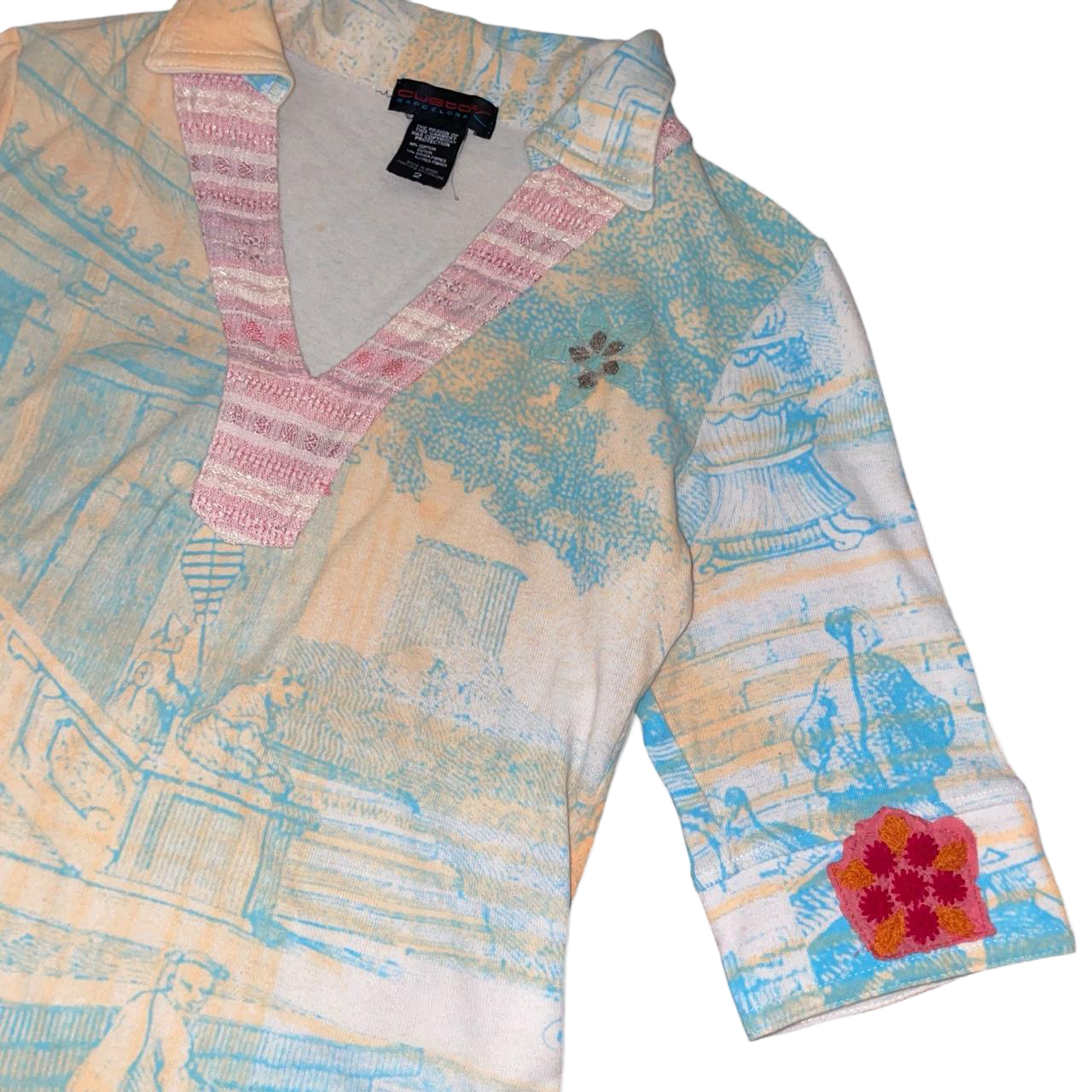 Custo Barcelona asian inspired graphic collared top