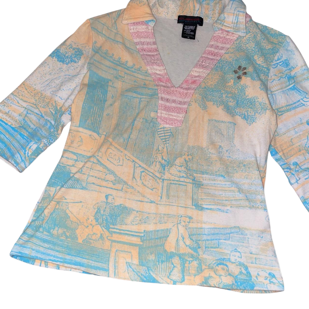 Custo Barcelona asian inspired graphic collared top