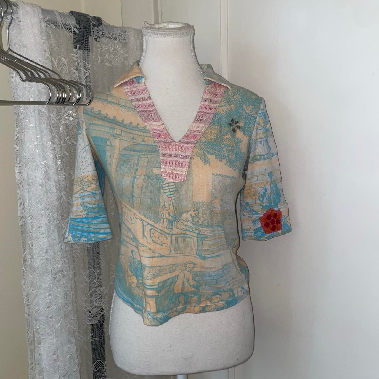 Custo Barcelona asian inspired graphic collared top
