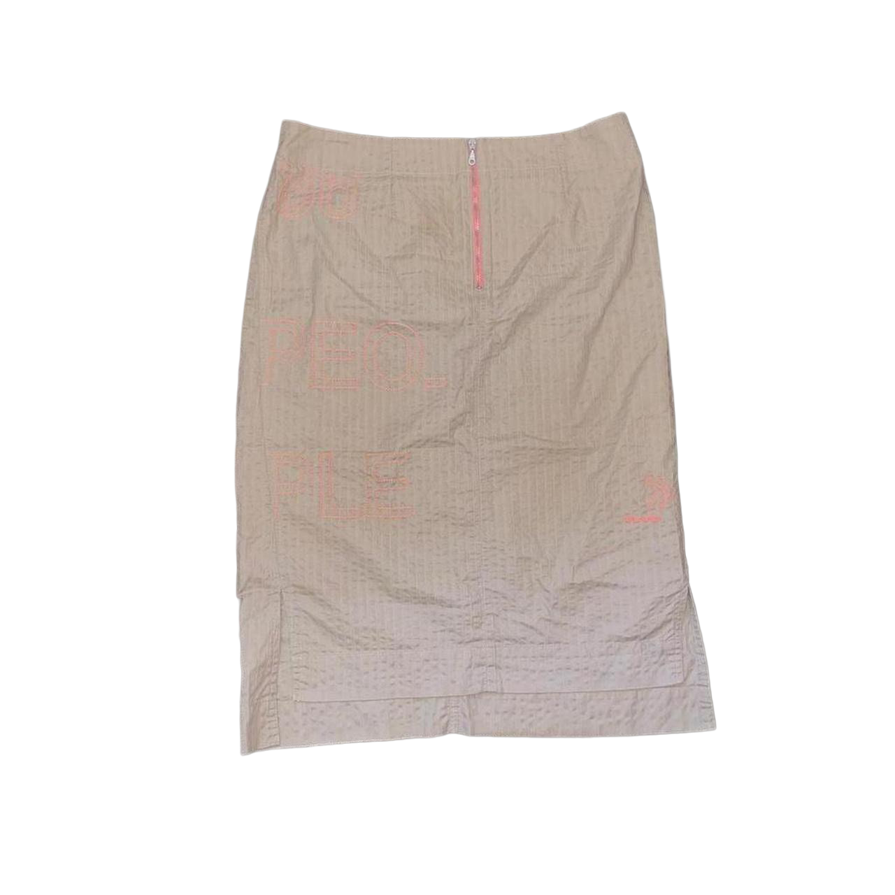Cop. Copine tan embroidered midi skirt