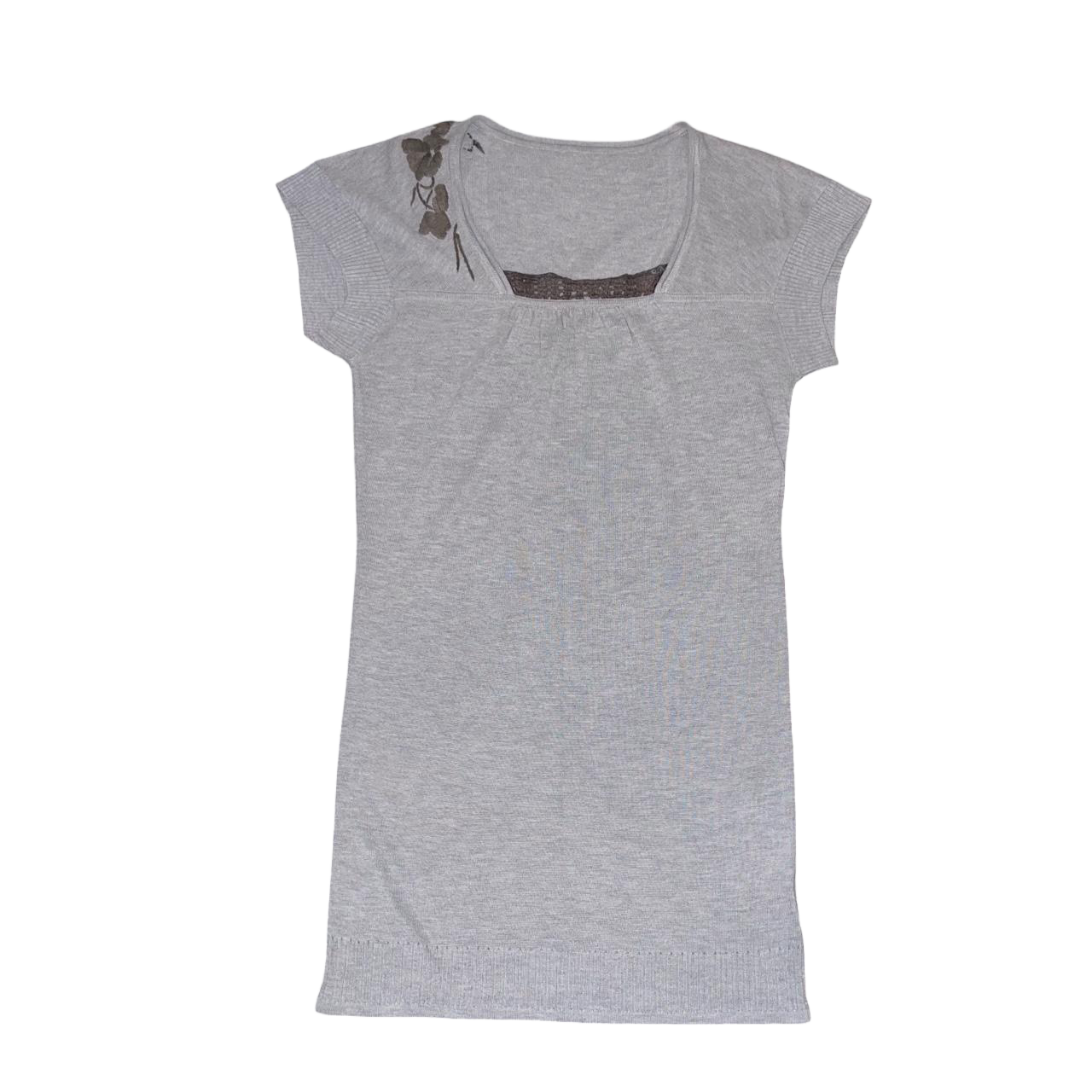Cop. Copine gray embroidered sweater dress