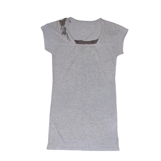 Cop. Copine gray embroidered sweater dress