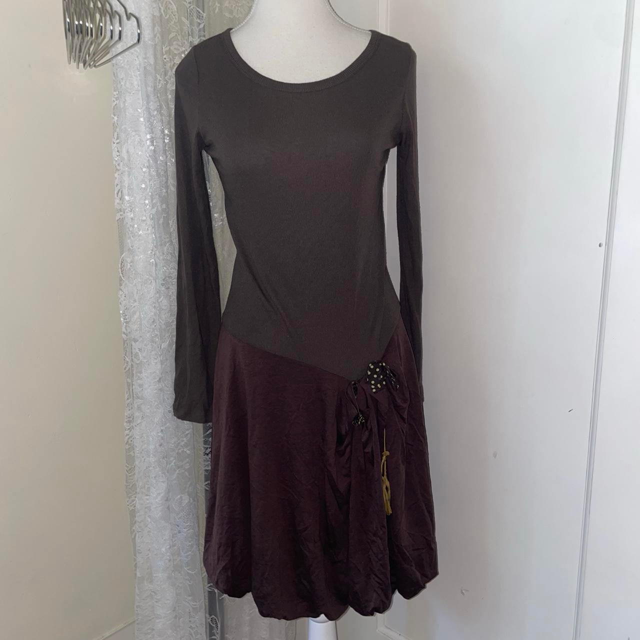 Cop. Copine brown long sleeve bubble dress