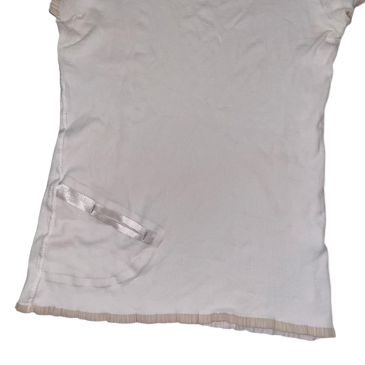 Cop. Copine cream ribbed baby tee with ruffle trim