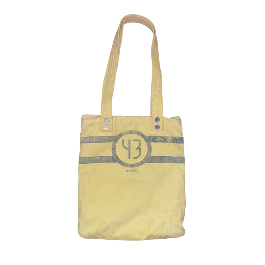 Diesel yellow graphic canvas tote