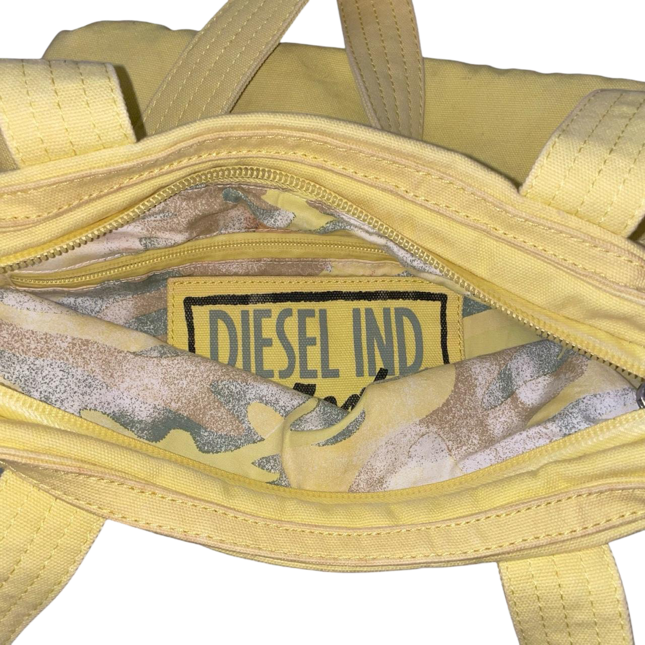 Diesel yellow graphic canvas tote