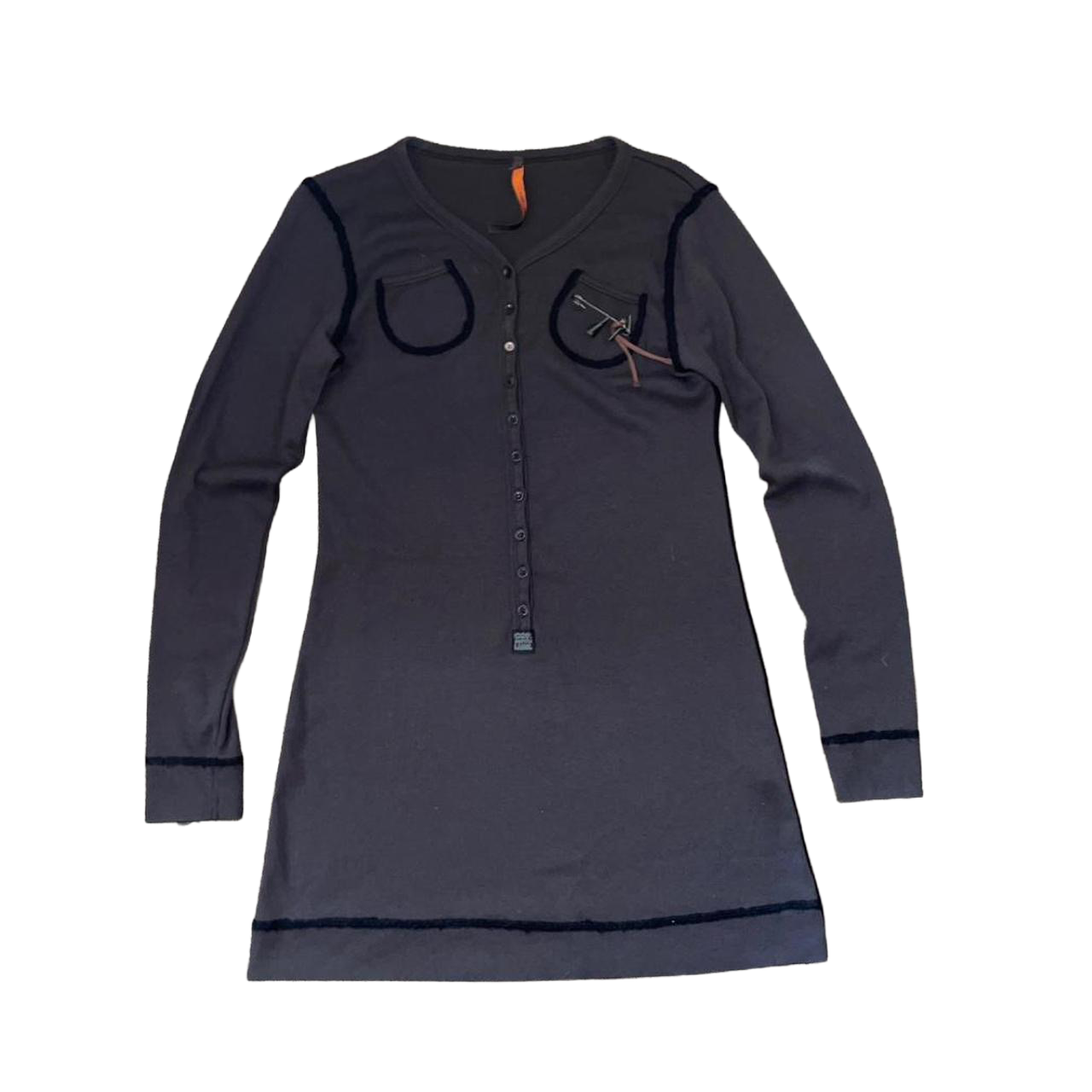 Cop. Copine dark gray long sleeve mini dress with pocket details