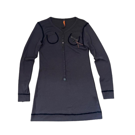 Cop. Copine dark gray long sleeve mini dress with pocket details