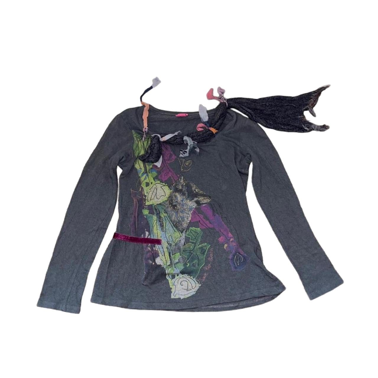 Save the Queen gray graphic avant garde long sleeve