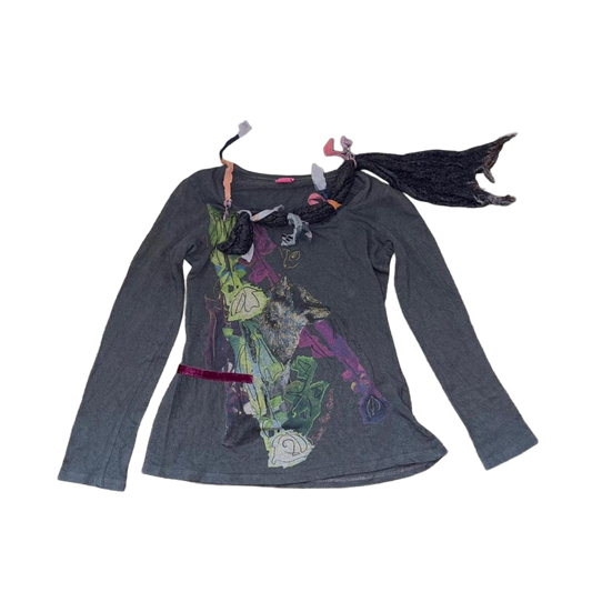 Save the Queen gray graphic avant garde long sleeve