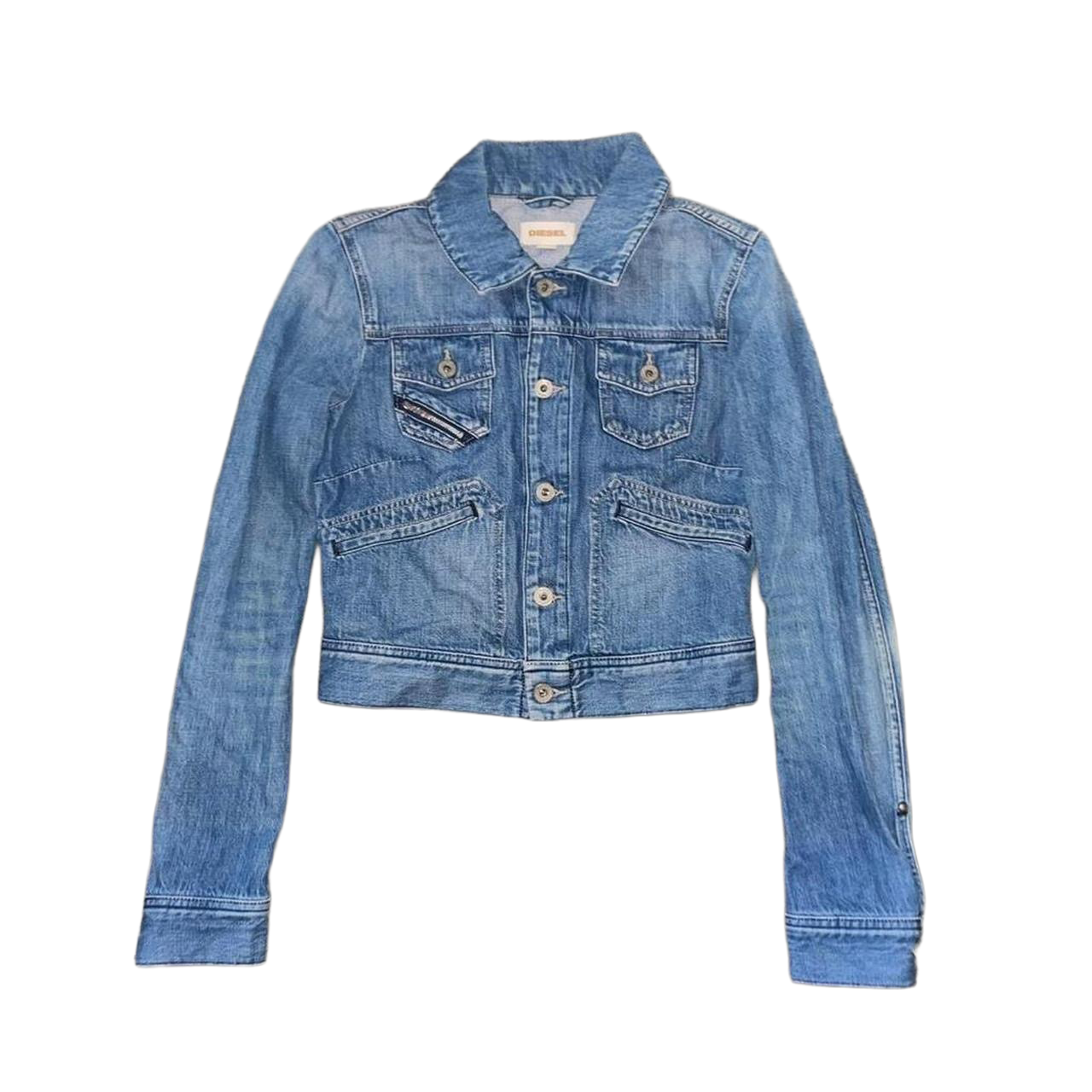 Diesel medium wash button up utility jacket