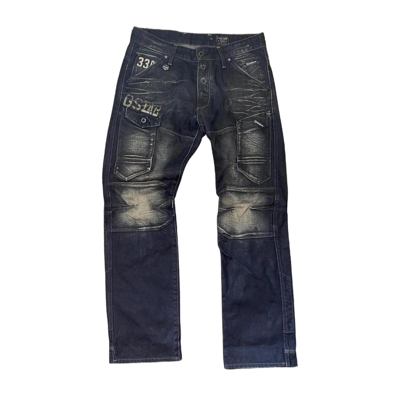 G-Star faded dark wash utility jeans