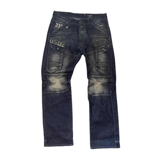 G-Star faded dark wash utility jeans