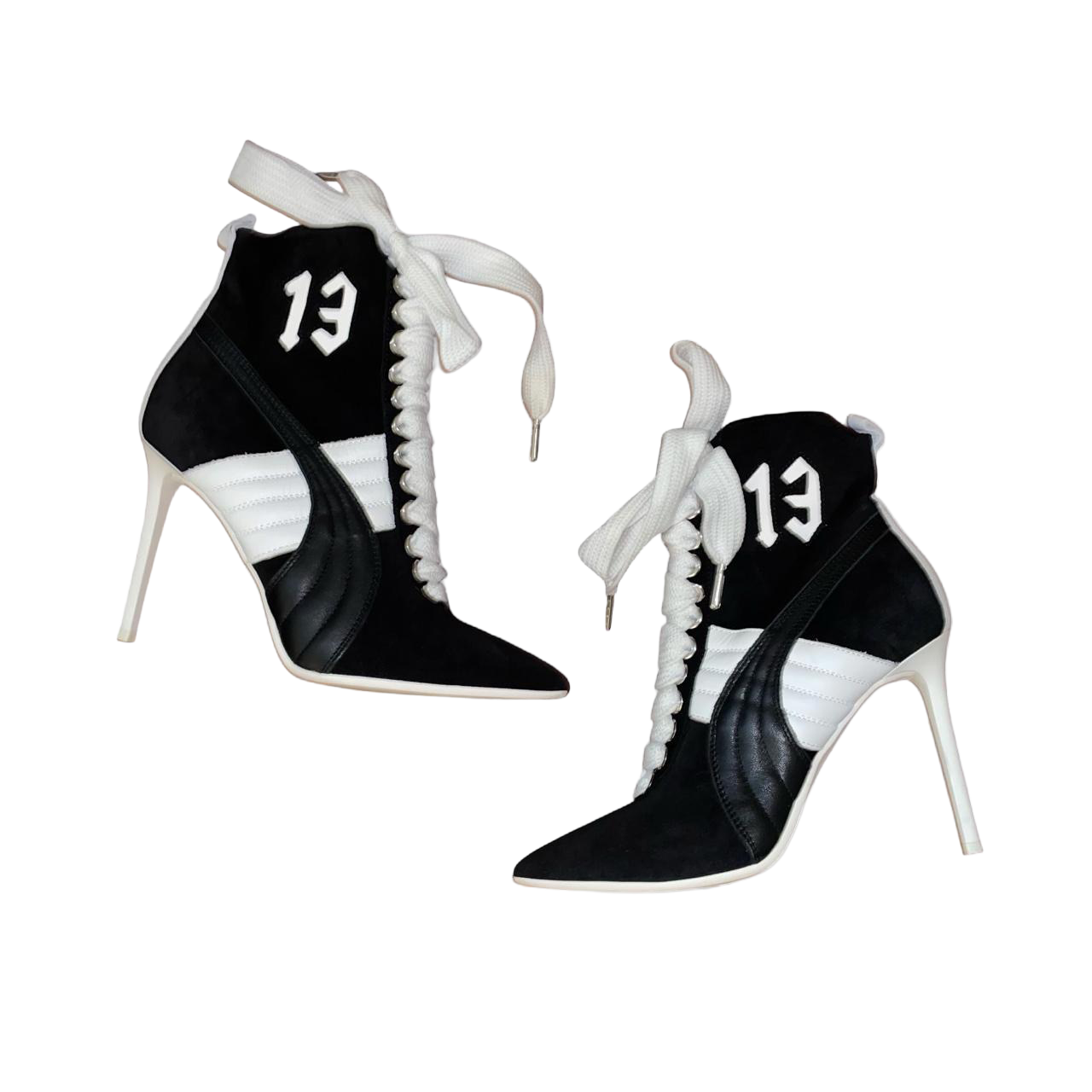 Fenty x Puma black and white heeled booties