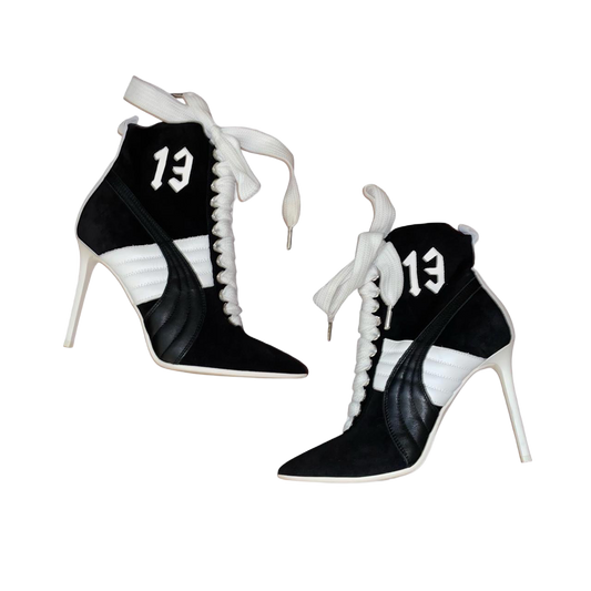 Fenty x Puma black and white heeled booties