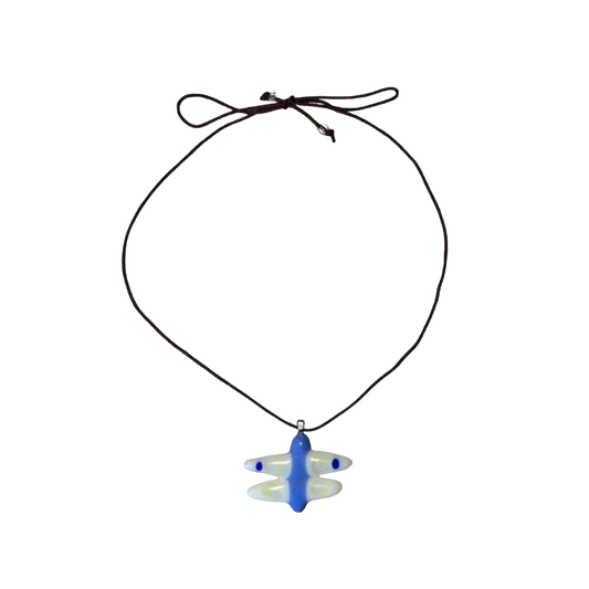 Handmade glass-fused dragonfly pendant necklace