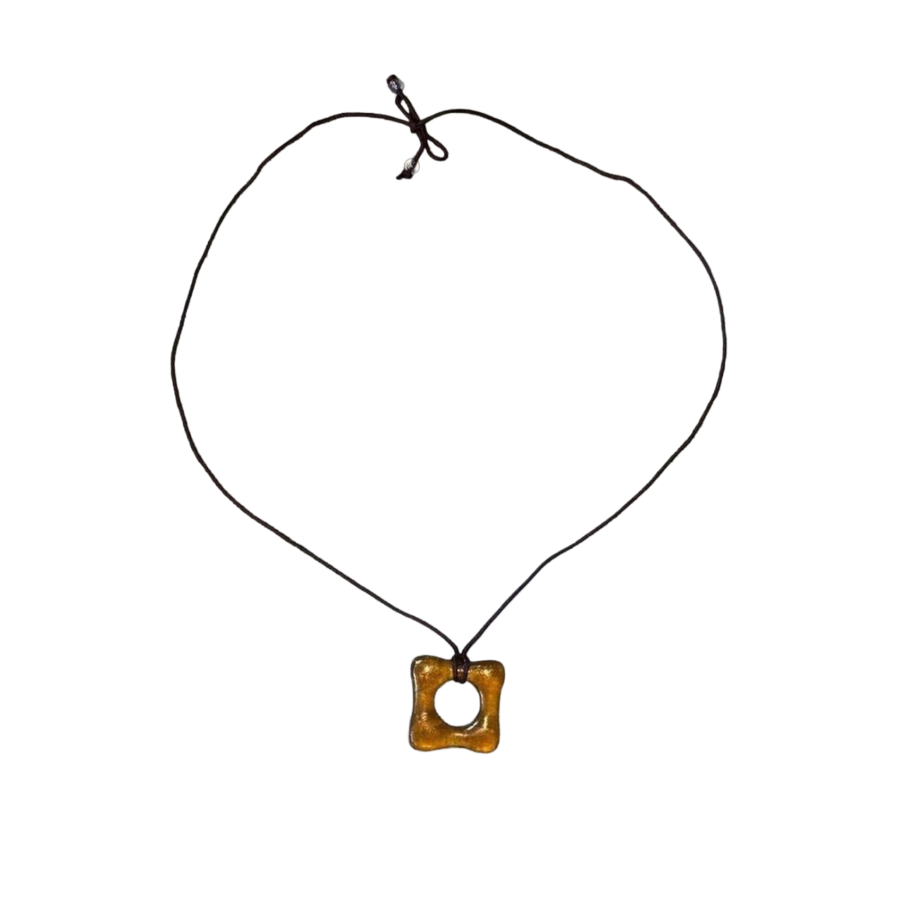 Handmade gold square pendant necklace