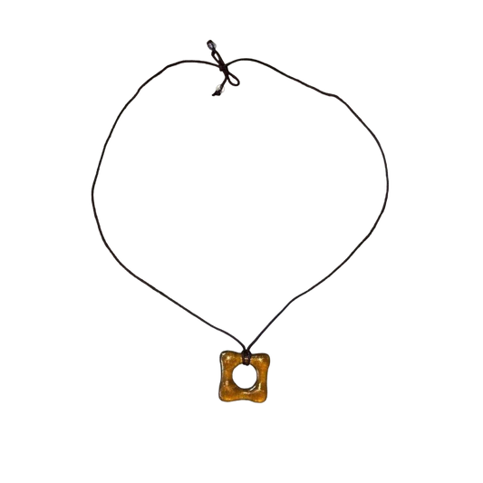 Handmade gold square pendant necklace
