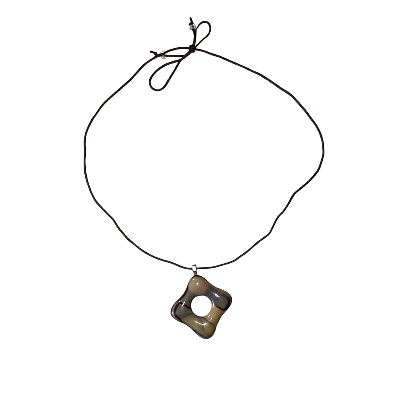 Handmade earth-tone square pendant necklace