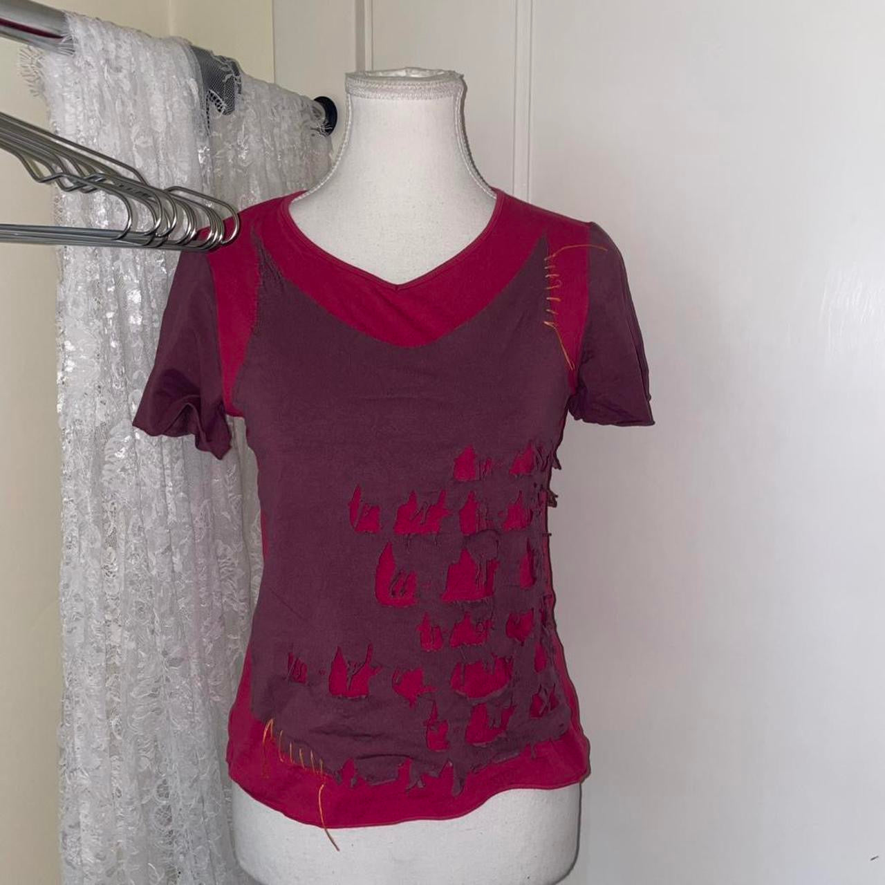 Cop. Copine pink and purple avant garde top