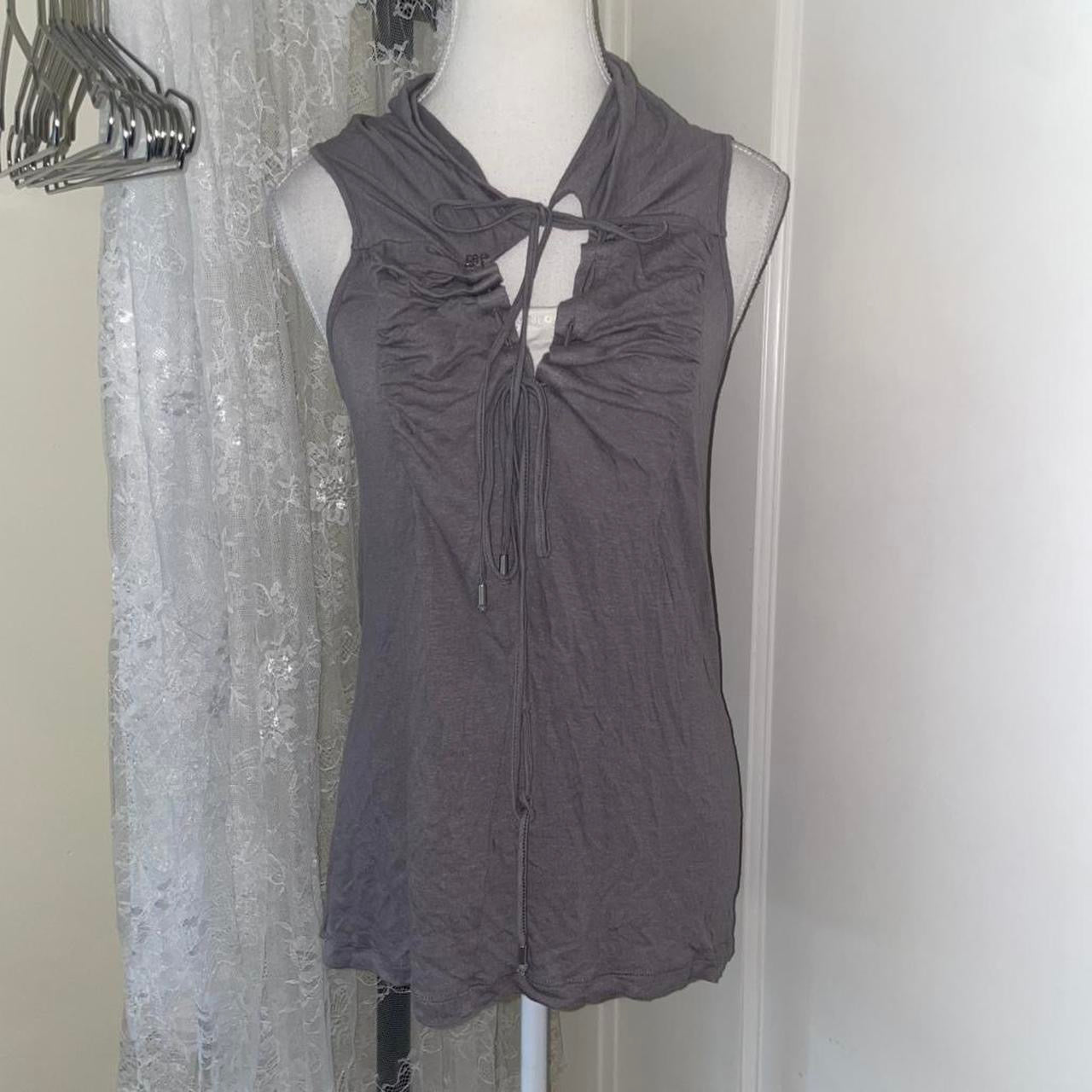 Cop. Copine gray gathered avant garde top