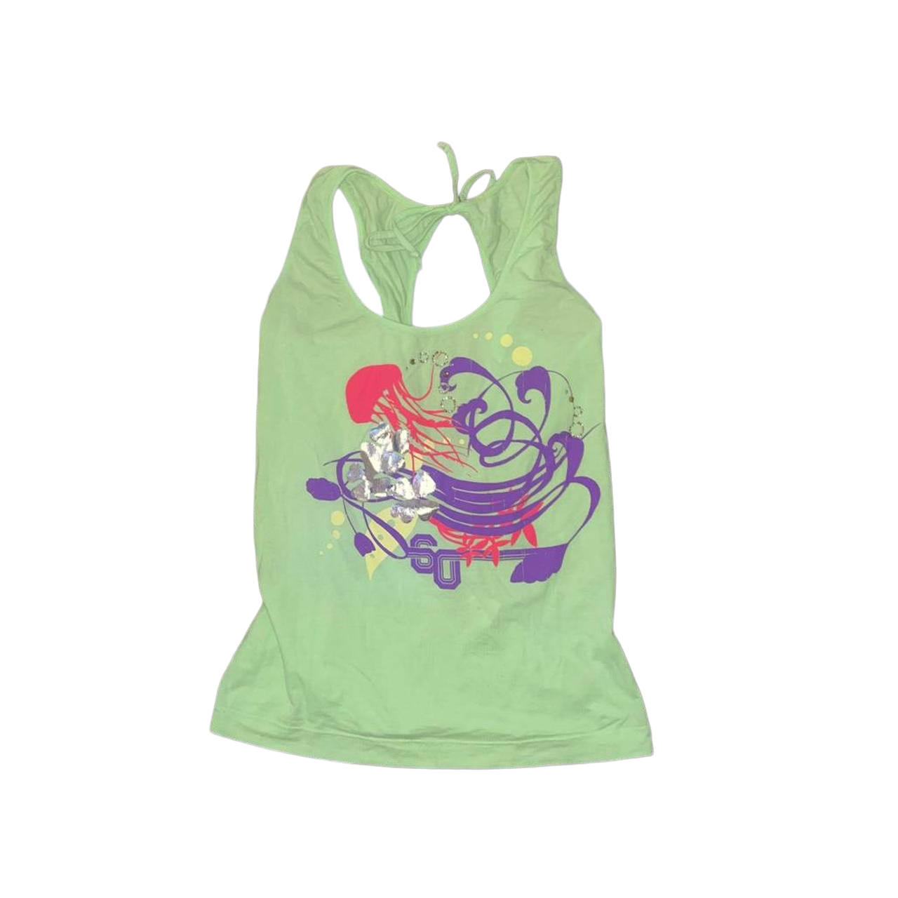 Miss Sixty lime green graphic open back top