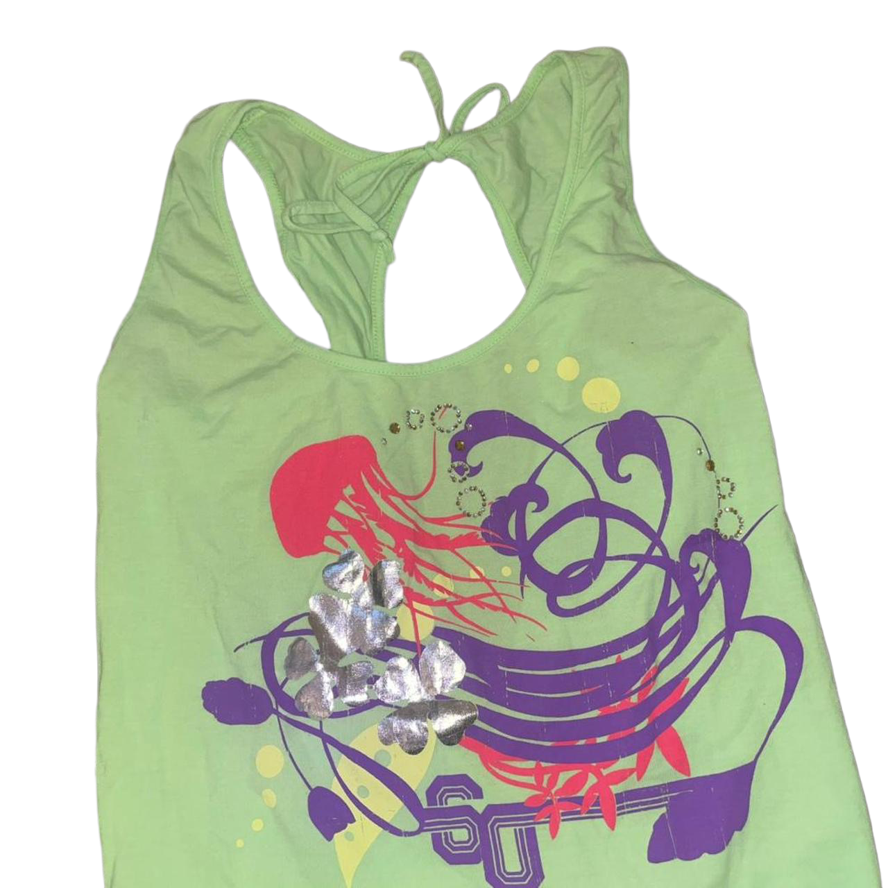 Miss Sixty lime green graphic open back top