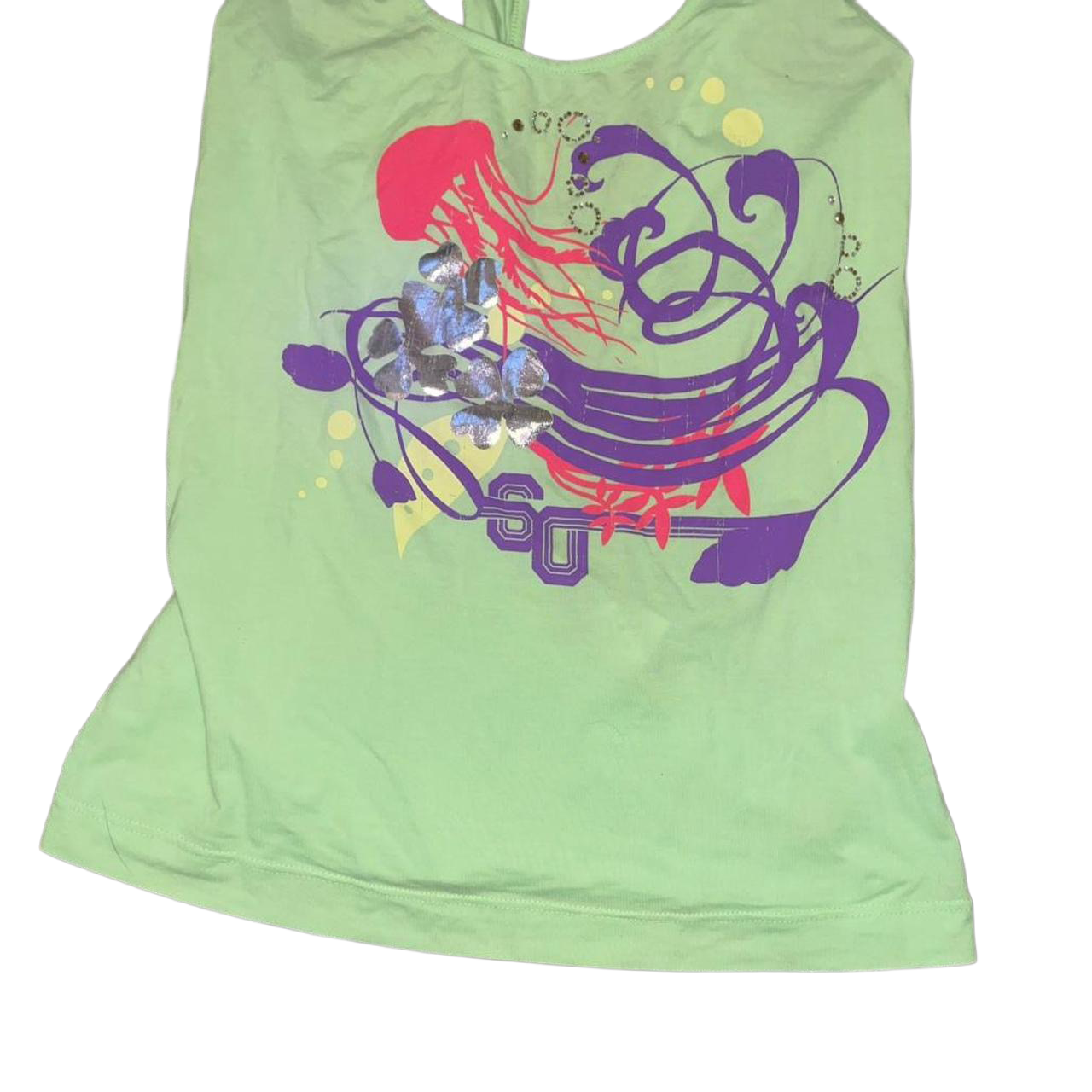 Miss Sixty lime green graphic open back top